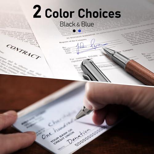 WEMATE Wood Rollerball Pen Set, Nice Pen for Men, Fancy Look - Red Padouk | 2 Refills, Executive Style, Luxury Finish, Smooth Writing for Journaling and Signatures, Office Use, Black and Blue Ink - style: Red Padouk