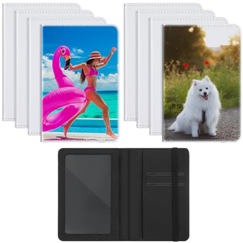 Yeaqee 8 Pcs Sublimation Passport Holder Cover, PU Leather Travel Wallet, Heat Transfer Blank DIY Passport Cover Card Holder for Credit Cards Business Men Women(Black and White) - color: Black and White