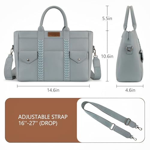 Wrangler Work Tote Bag for Men and Women Business Teacher Bag Large Capacity Briefcase Handbag with Adjustable Strap - color: Jean