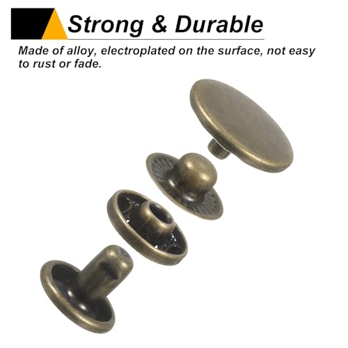 HARFINGTON 60 Sets Press-Stud Cap Buttons 15mm Metal Snap Fastener Alloy Sew-on Snap Buttons for Bag Leathers Marine Boat Canvas, Bronze - color: Bronze, size: 15mm