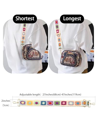 Embroidered Purse Straps Replacement Crossbody Wide Adjustable Bag Straps | Thick Purse Strap for Crossbody Bags,Extra Long Strap,Cross Body Straps for Handbags,Bag Straps for Tote Bags,Shoulder Straps - color: White Flower 1