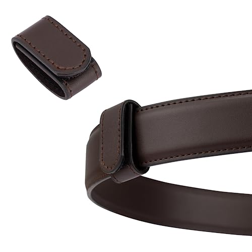 TACNEX Genuine Leather Belt Keeper 1 3/8" - 1 1/2" Wide Men's Belt Loop Stays Dress Belt End Holder Retainer Tool Belt Band - color: Brown, size: 2 pcs