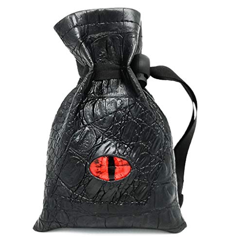 Haxtec Dragon Dice Bag, PU Leather Pouch with 3D Glass Dragon Eye | Drawstring, DND Dice Bag, For Dungeons & Dragons, D&D Gifts for Dragon Gamer and Lovers, Small, Patent D893867 - color: Red, size: Small