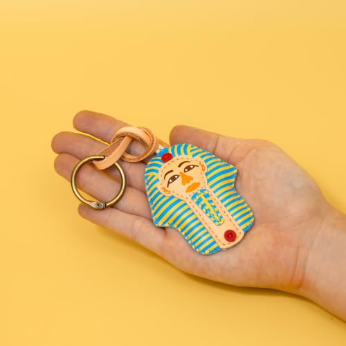 Travel Icon Leather Charm Keychain - Hand-Sewn Bag Charm for Car, Backpack Decoration, Gift for Women Men Kids - color: Sphinx