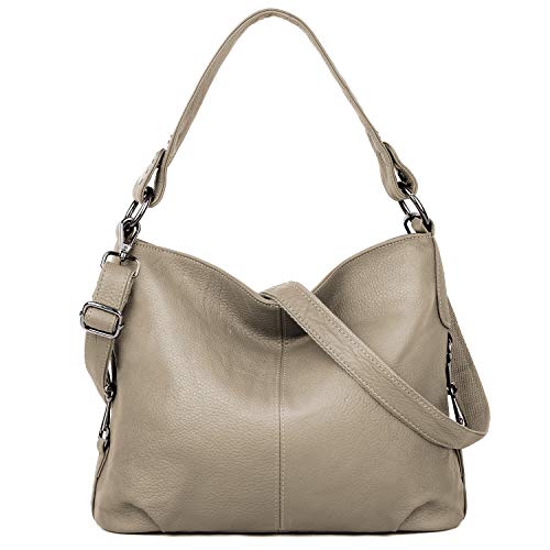 YALUXE Women's Real Leather Shoulder Bags Hobo Handbags Purse Crossbody Bag - color: 3 Cream