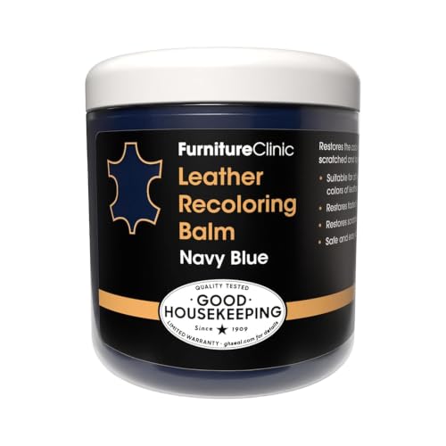 Furniture Clinic The Original Leather Recoloring Balm | Navy Blue Leather Dye | Repair Scratched, Faded, & Worn Leather | Restore Your Leather Couches, Sofas, Car Seats| 250 ml / 8.5 fl oz - color: Navy Blue, size: Balm