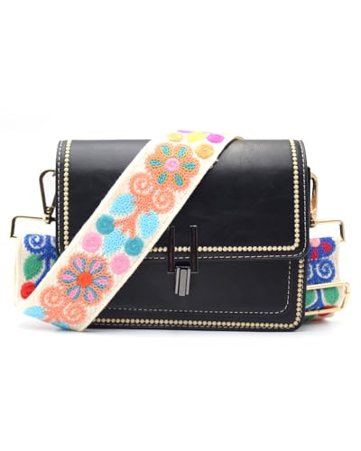 Embroidered Purse Straps Replacement Crossbody Wide Adjustable Bag Straps | Thick Purse Strap for Crossbody Bags,Extra Long Strap,Cross Body Straps for Handbags,Bag Straps for Tote Bags,Shoulder Straps - color: Flower 3