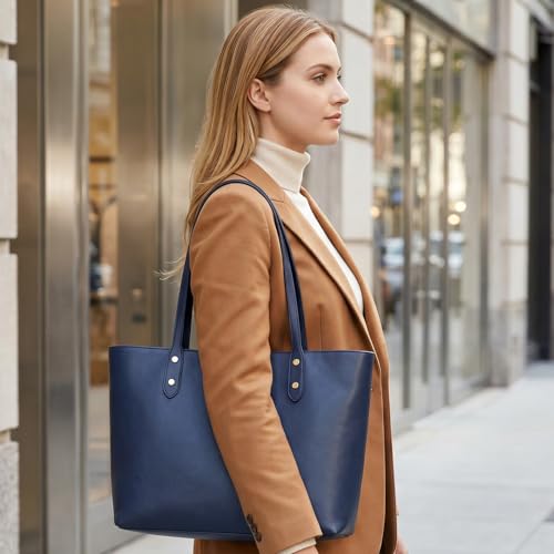 Winsyison 4pcs Leather Purse Band with Rivets, 28.15in, Navy & Brown | Adjustable, Wraps Mount Handbag Handles, Long Bag Belt, for Purse Handbag Shopping Tote Bags - color: Navy & Brown-4pcs