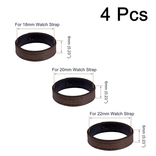 ANNEFIT Watch Bands Keeper, 4PCS Leather Watch Straps Replacement Loops 18mm 20mm 22mm - color: Black+Dark Brown, size: For 18mm Watch Strap