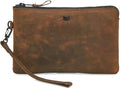 Leather Wristlet Wallet for Women Clutch Handbag Purse with Cell Phone Slot | Genuine Top Grain Leather, 8 Credit Card Slots, Detachable Strap, YKK Zipper, Gifts for Women - color: Cognac Crazy Horse