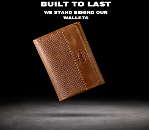 Stealth Mode RFID Blocking Leather Trifold Wallet for Men – Mens Trifold Leather Wallet with Flip Up ID Window, 11 Card Slots, Hidden Pockets, Divided Billfold – Gift Box Included (Brown Crunch) - color: Brown Crunch