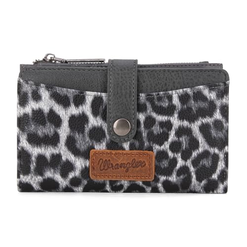 Wrangler Wallet for Women Bifold Card Holder with Zipper and ID Window - color: Light Grey