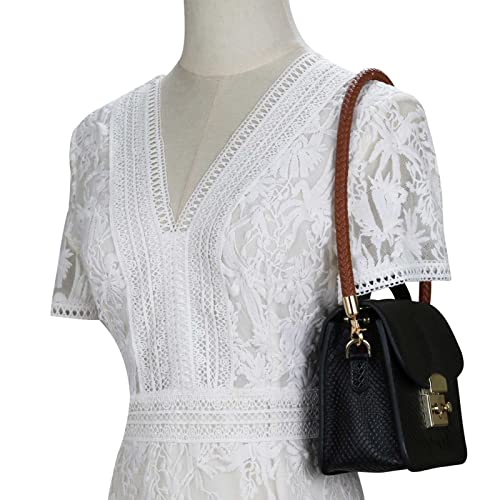 ALLZEDREAM Leather Shoulder Bag Straps Replacement Purse Handbag Braided Handle - color: Brown, size: 11.8in