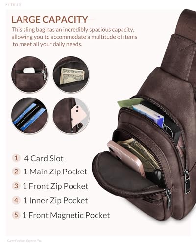 Sling Bag for Women, Crossbody Waist Pack Chest Purse Travel Coffee | Crossbody Purse with Dual Zipper Main Compartment,6 Pockets & 4 Card Slots, Reversible Design, Travel & Daily Use - color: Z-mocha Cofee