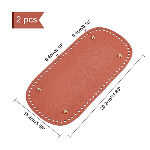 PH PandaHall 2pcs Crochet Bag Bottom 11.8x5.9" Oval Purse Bottom PU Leather Bottom Shaper Pad Bags Cushion Base with Holes for Leather Purse Handbags Shoulder Tote Bags Knitting Crocheting, 4mm Hole - color: Brown