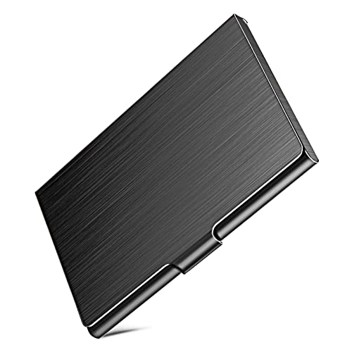 Slim Business Card Case for Men & Women, Pocket Metal Case, Professional Stainless Steel Business Card Holders, Purse Name Card Holder, Buckle Style Shut, Black - style: Black