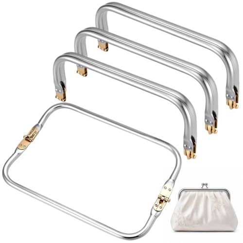 MorningRo 10 Inch 4 Pcs Metal Purse Frame | Rectangle Lock Frame Kiss Lock Clasp Purse Hardware Replacements for DIY Sewing Bag Clutch Crafts Making Supplies - size: 10 Inch