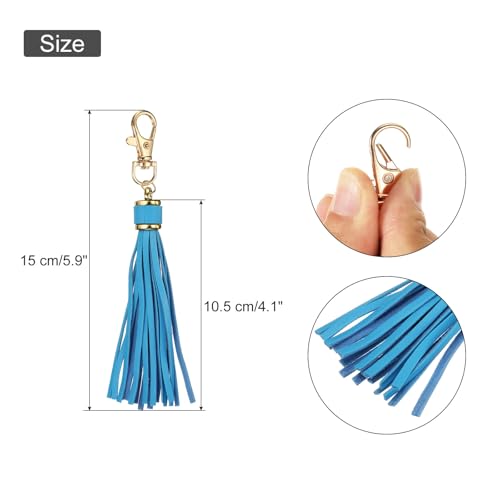 uxcell 10pcs PU Leather Tassels, 6 Inch Keychain Tassel Charm Tassel Purse Charm with Lobster Swivel for Jewelry Making, Handbag, DIY Crafts, Phone Straps (Lake Blue) - color: Lake Blue