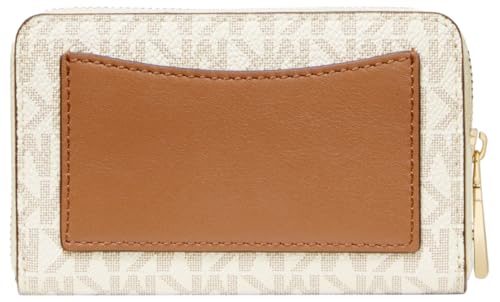 Michael Kors Jet Set Small Zip Around Card Case, Gold-Tone Hardware/Vanilla/Acorn - color: Gold-tone Hardware/Vanilla/Acorn