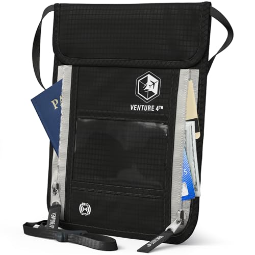 VENTURE 4TH Travel Neck Wallet, RFID Blocking Passport Holder - Black - color: Black