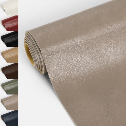Faux Leather 1.00mm Upholstery Fabric by the Yard 55x36 Inch Camel Beige | Semi-PU Waterproof Marine Vinyl, Soft Thick 2-way Stretch Leather Sheet for Sofa Wallet Cushion Craft Sewing Projects - color: Camel Beige, size: Pre Cut 1 Yard