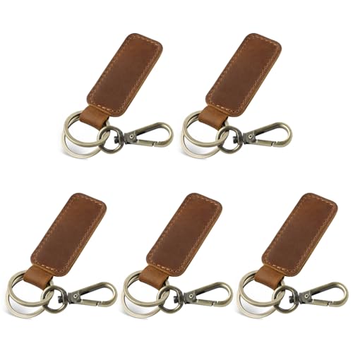 Jack&Chris Genuine Leather Car Keychain, Universal Key Fob Keychain, Leather Key Chain Holder for Men and Women, JC306 - color: Brown*5