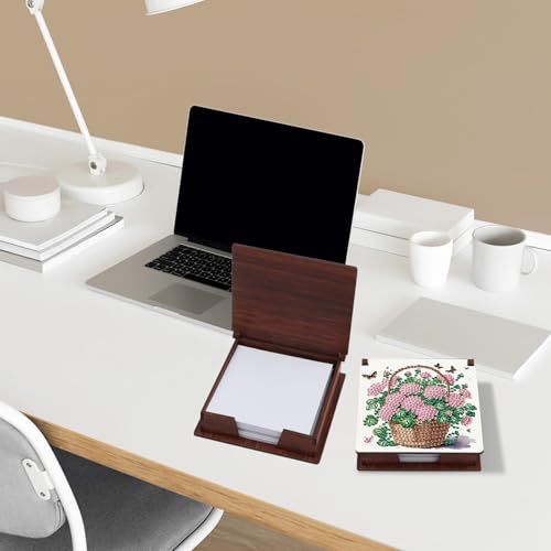 JISHSHAY Flower Diamond Painting Note Box Diamond Art Sticky Note Holder Gem Art Notecard Box Gem Painting Mosaic Kits for Adults Embroidery Kit Memo Pad Holder, Contains 160 Sheets of Paper - color: Flower 2