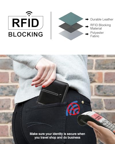 TFKGS Slim Wallet for Women RFID Wallet Women Small Wallets Woman Thin Credit Card Holder RFID Blocking Bifold Compact Pocket Ladies Leather Black Mini Purse - color: 4-Upgrade-Wax-Black