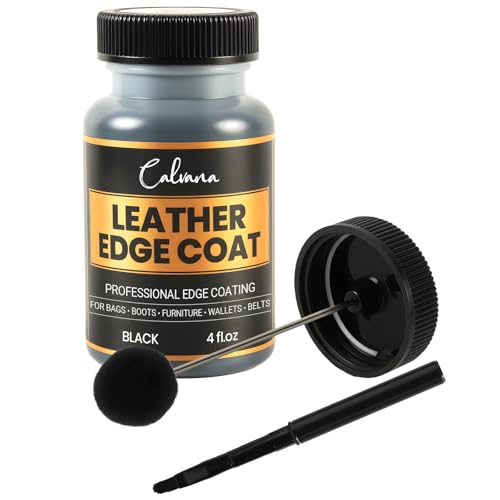 Black Leather Edge Coat with Built-in Applicator - Flexible, Water-Resistant Edge Sealer & Finish for Purses, Belts, Shoes, Bags, Furniture & More (4oz)