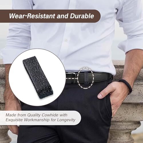 7 Pcs Belt Loop Keepers Black and Brown Leather Loops for Men Women Strap Retainers Sew-on Clip Holders for 1.1" to 1.57" Belts Includes 4mm Puncher Repair Customization