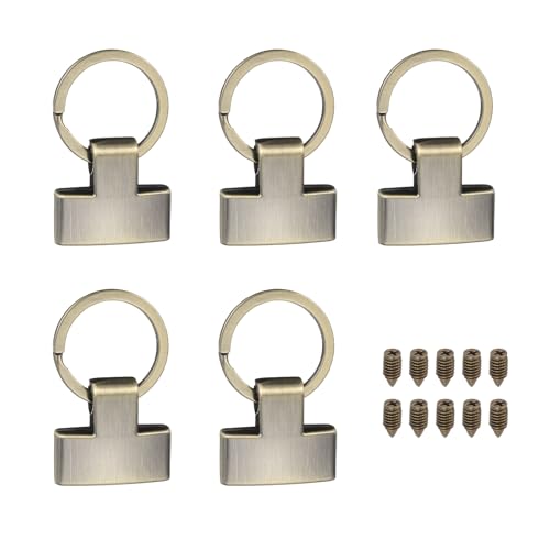 PATIKIL 5 Sets Key Fob Hardware with Split Ring, 1 Inch Key Hardware Set with 2 Screws for Car Keychain Wristlet Lanyard Leathercraft, Bronze Tone - color: Bronze Tone