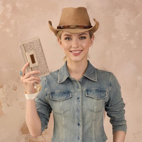 X Wrangler Western Wallet for Women Card Cases & Money Organizers Wristlet Wallet with Zipper Pocket - color: Beige