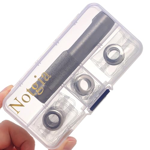 4 Sets Brass Grommets Kit Eyelets and Grommets 11mm Inside Hole Size with 16mm Leather Hole Punch Tool Handbag Purse Hardware Screw Grommets for Repair and Making Leather Crafts (Silver) - color: Silver