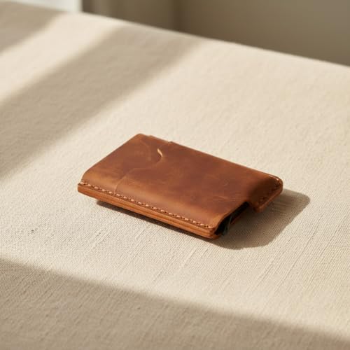 Personalized Leather Money Clip Wallet for Men - Magnetic Pop-Up Card Holder, Full-Grain Genuine Leather, RFID Blocking, Minimalist Front Pocket Wallet, Gift for Him, Dad & Groomsmen - Brown - color: Brown