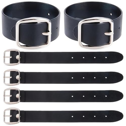 6Pcs 7.2 x 0.7 Inch Adjustable Bicycle Basket Strap Black PU Leather Belt Buckle Extender Adjustable Kilt Skirt Extention Strap with Metal Square Buckle for Coat Jacket Dress Bags DIY Craft