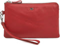 Leather Wristlet Wallet for Women Clutch Handbag Purse with Cell Phone Slot | Genuine Top Grain Leather, 8 Credit Card Slots, Detachable Strap, YKK Zipper, Gifts for Women - color: Red Nappa