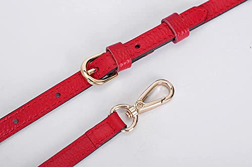 LIVE UP Full Grain Purse Strap Genuine Leather Replacement for Cross Body Bag Handbags - color: Red