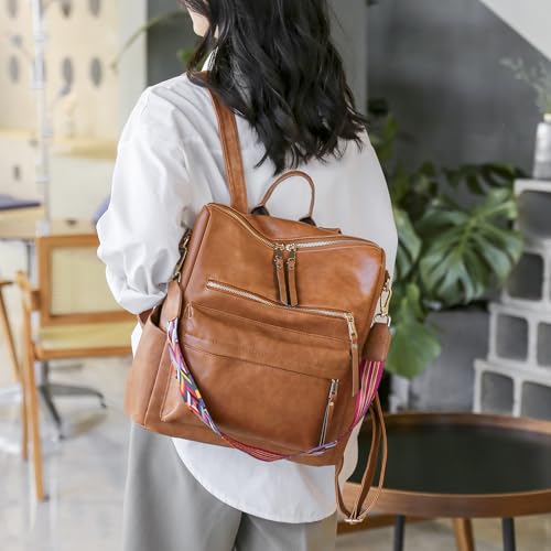 Women's Fashion Backpack Purse for Women Leather Multipurpose Design Ladies Shoulder Bag Travel bag Satchel Handbags - color: Brown