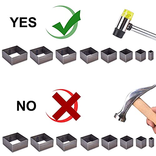 PandaHall 8pcs Die Punch Cutter, 10.5-51mm Hollow Punching Tool High Carbon Steel Die Cutter Square Leather Cutting Die for Leather Crafts - color: Square, size: 8 Sizes (10.5-51mm)