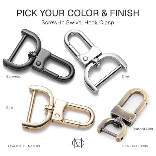CRAFTMEMORE 2pcs Detachable Snap Hook Swivel Clasp w/Screw Bar VT99 Bag Strap Hardware Replacement (1 Inch, Silver) - color: Silver, size: 1 Inch