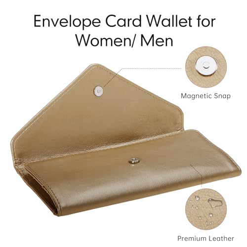 Slim Womens Wallets with Credit Card Slots, Long Envelope Style Anti Theft with 2 ID Windows, Coin Pocket, Champagne - color: Champagne