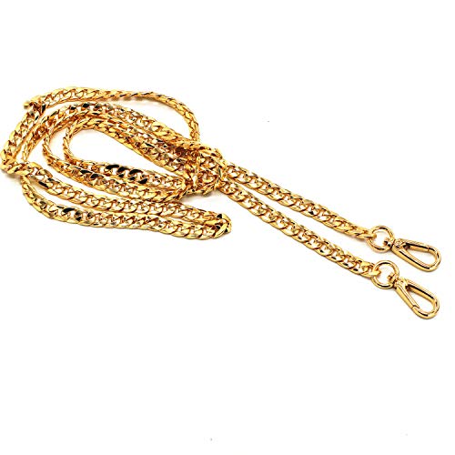 55" Gold Purse Chain Strap Replacement for Crossbody Bag Handbags | DIY Iron Flat Chain Strap with Metal Buckle for Purse, Crossbody Bag, Shoulder Handbags, Bucket Bags - color: Gold, size: 55"