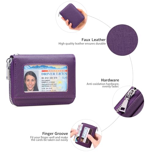 GOIACII Wallets for Women RFID Blocking Ultra Slim Real Leather Credit Card Holder Clutch - color: Z-Purple