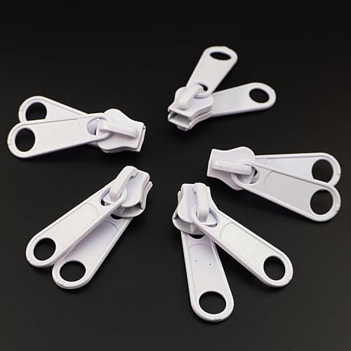 #10 White Resin Plastic Zipper Pulls Sliders for Tent Gazebo Quilt Jacket | Leekayer 10PCSReversible Pulls forLarge Double Sided Zipper Pulls Sliders Bulk(White)Metal Slider for Zipper Repair - color: White, size: #10-Reversible Pulls