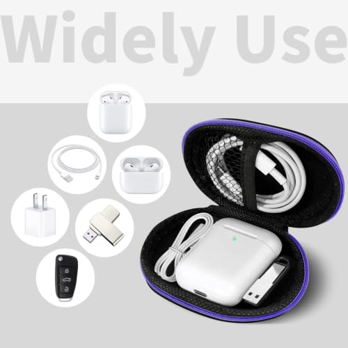 1 Pack Oval Earbud Case Storage Bag with Carabiner, Purple | Portable EVA Carrying Case, For Wired/Wireless Headphones, SD Card Storage, Camera Chip - color: D51-purple