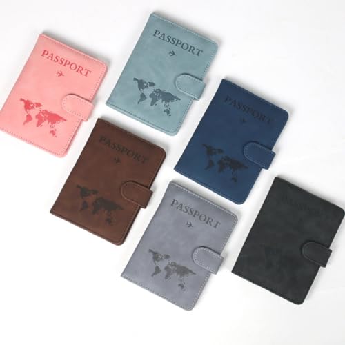 PU Leather Magnetic Buckle Multifunctional Passport Holder Wallet with RFID Blocking, SIM Card Storage, Map Exit Card Bag, Unisex Travel Document Organizer (Dark Blue) - color: dark blue