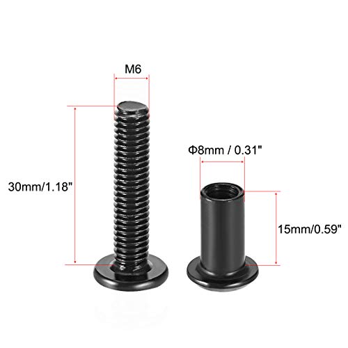uxcell Screw Post Fit for 5/16" 8mm Hole Dia Male M6x30mm Black 10 Sets - size: 30mm
