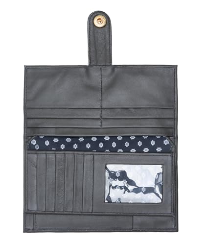 Women’s Genuine Leather Wallet – Slim Design with Secure Snap Multiple - Card Slots & Interior Zipper Pocket (Grey) - color: Grey