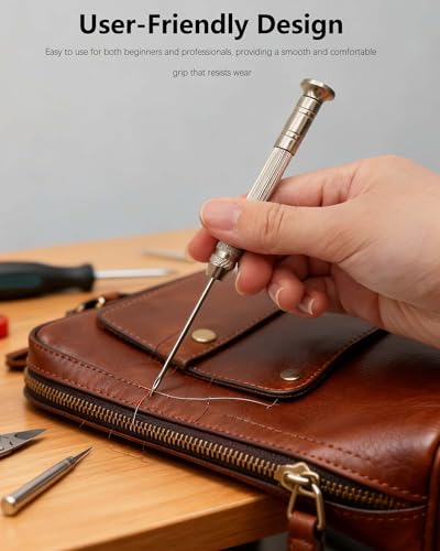 Leather Repair Sewing Kit with Thread Needles, Sewing Awl, Sewing Thread, Seam Ripper - for Leather Crafters, DIY Enthusiasts,Hand Stitching Sofa,Car Seats, Backpack and More (Black) - color: Black