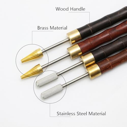tooloflife Leather Edge Printing Tool Wood Handle Edge Dye Roller Oil Pen for Leather Edge Dressing Edge Kote Leather Touch Up Pen Home DIY Leather Craft (Black, Brass)